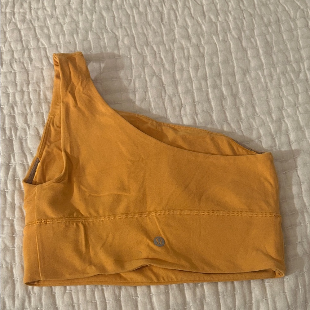 Lululemon One-Shoulder Sports Bra in Mustard